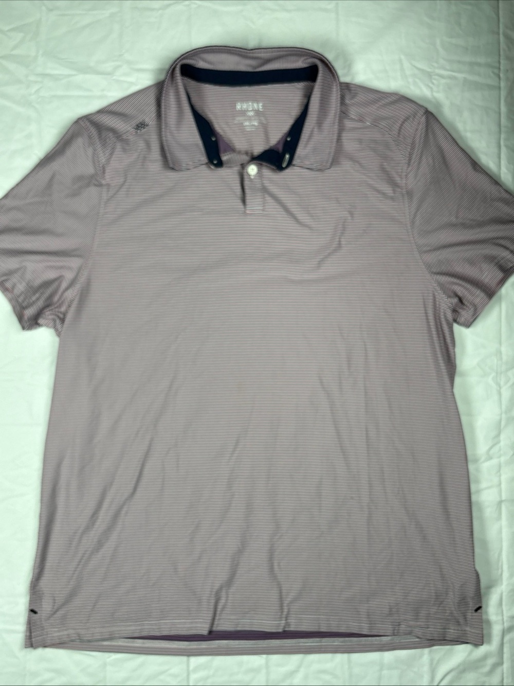 Rhône Commuter Golf RedWhite Blue Striped Men's Polo Shirt